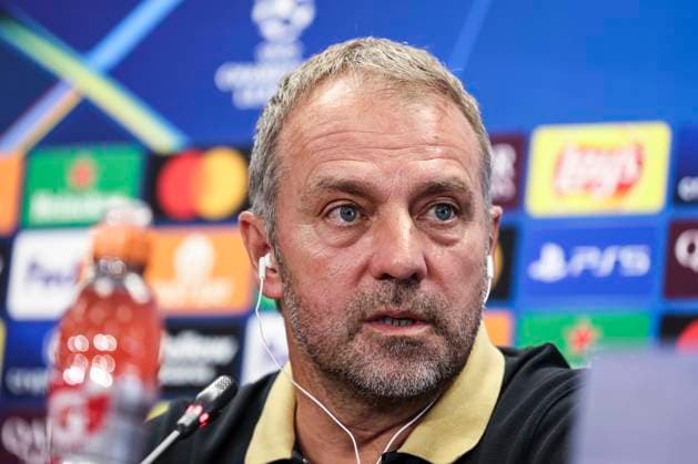 October 22, 2024, Sant Joan Despi, Barcelona, SPAIN: Hansi Flick, head coach of FC Barcelona, Barca attends his press conference, PK, Pressekonferenz during the training day of FC Barcelona ahead the UEFA Champions League, football match against Bayern Munich at Ciudad Esportiva Joan Gamper on October 22, 2024 in Sant Joan Despi, Barcelona, Spain. Sant Joan Despi SPAIN - ZUMAa181 20241022_zaa_a181_048 Copyright: xJavierxBorregox