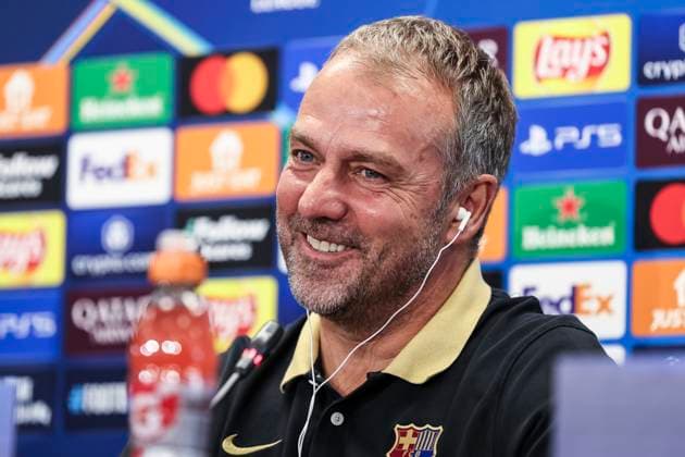 Sport Bilder des Tages October 22, 2024, Sant Joan Despi, Barcelona, SPAIN: Hansi Flick, head coach of FC Barcelona, Barca attends his press conference, PK, Pressekonferenz during the training day of FC Barcelona ahead the UEFA Champions League, football match against Bayern Munich at Ciudad Esportiva Joan Gamper on October 22, 2024 in Sant Joan Despi, Barcelona, Spain. Sant Joan Despi SPAIN - ZUMAa181 20241022_zaa_a181_051 Copyright: xJavierxBorregox