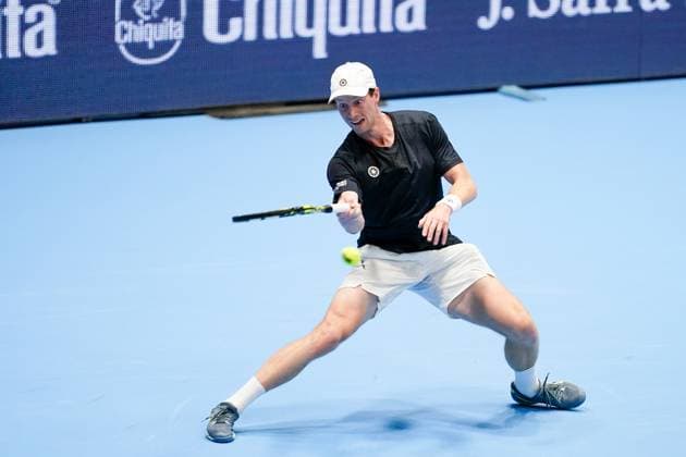 22.10.2024, Basel, St. Jakobshalle, ATP, Tennis Herren Swiss Indoors Basel, Botic van de Zandschulp (NED) in action during the 1 16 Round match Basel St. Jakobshalle Basel Switzerland Copyright: xJustPictures.ch DanielaxPorcellix jp-en-DaPo-20241022-_DP17218