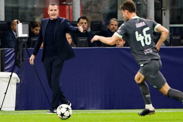 AC Milan v Club Brugge - UEFA Champions League MILAN, ITALY - OCTOBER 22 : Hayen Nicky head coach of Club Brugge pictured during matchday 3 of the UEFA Champions League, a league phase match between AC Milan and Club Brugge at the San Siro stadium on October 22, 2024 in Milan, Italy, 22 10 2024  Copyright: xJanxDexMeuleneirx