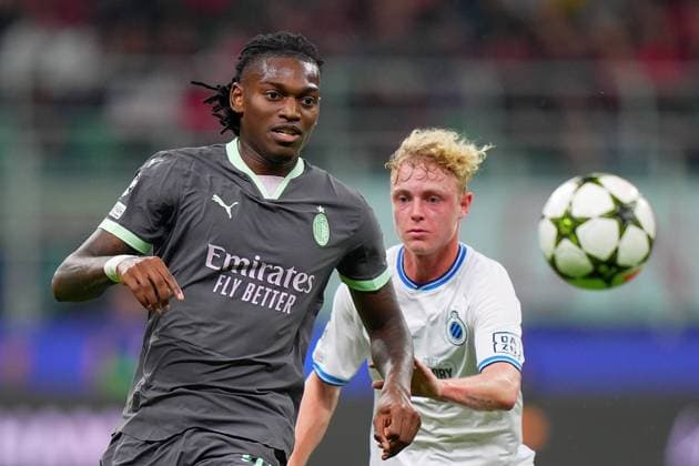 AC Milan s Rafael Leao during the Uefa Champions League soccer match between Ac Milan and Club Brugge a at the San Siro Stadium in Milan, north Italy -Tuesday , October 22 , 2024. - Soccer .  Copyright: xSpada LaPressex