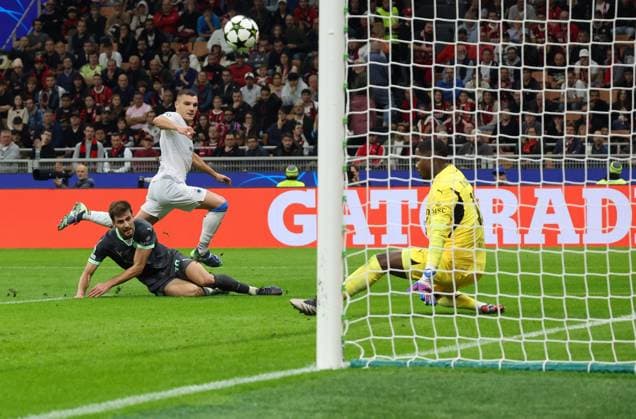 October 22, 2024, Milano, Milano, ITALIA: During the Champions League match 22 10 2024 Football match between AC Milan vs Club Brugge FC at the San Siro stadium Milan.In the photo: Ferran Jutgio of Club Brugge FC Milano ITALIA - ZUMAs236 20241022_aap_s236_022 Copyright: xFabioxSassox