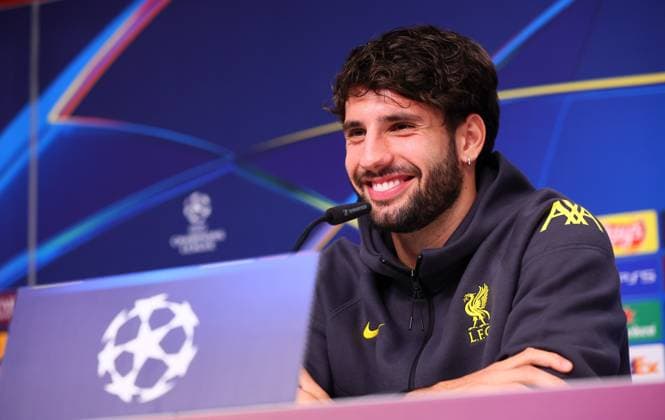 Liverpool FC - Pressekonferenz Champions League Leipzig, 22.10.2024, Red Bull Arena, Fußball, UEFA Champions League, Matchday-1, RB LEIPZIG vs.FC LIVERPOOL am 23 10 2024 , Pressekonferenz FC Liverpool , Im Bild: Dominik Szoboszlai (Liverpool Player) ,