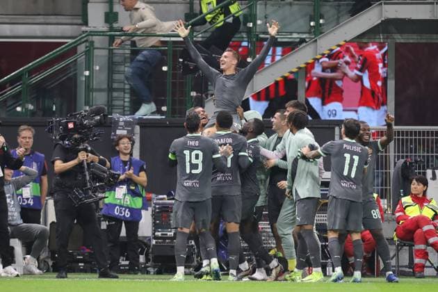 October 22, 2024, Milan, Lombardy, Italy: FRANCESCO CAMARDA 73 of AC MILAN assisted by CHRISTIAN PULISIC scores to make it 4:1 during Matchday 3 of 8 of the UEFA Champions League 2024 2025 between AC MILAN and CLUB BRUGGE at San Siro in Milan, Italy Milan Italy - ZUMAc179 20241022_zep_c179_066 Copyright: xMickaelxChavetx