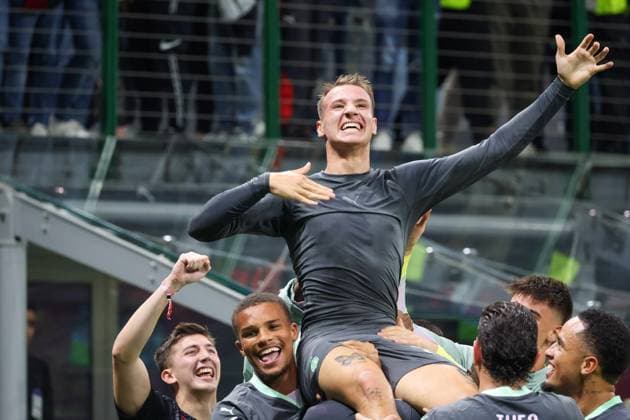 October 22, 2024, Milano, Milano, ITALIA: During the Champions League match 22 10 2024 Football match between AC Milan vs Club Brugge FC at the San Siro stadium Milan.In the photo: goal the Francesco Camarda of Milan AC Milano ITALIA - ZUMAs236 20241022_aap_s236_037 Copyright: xFabioxSassox
