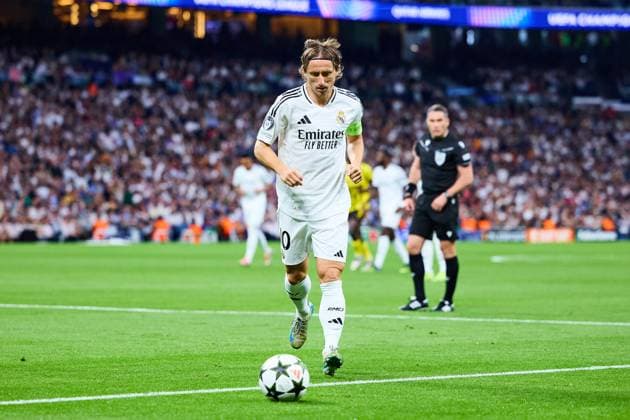 Luka Modric of Real Madrid CF in action during the UEFA Champions League match between Real Madrid vs Borussia Dortmund at Santiago Bernabeu on October 22, 2024 in Madrid (Photo by: LGM) FOOTBALL : Real Madrid vs Borussia Dortmund - UEFA Ligue des Champions - 22 10 2024 LGM Panoramic 