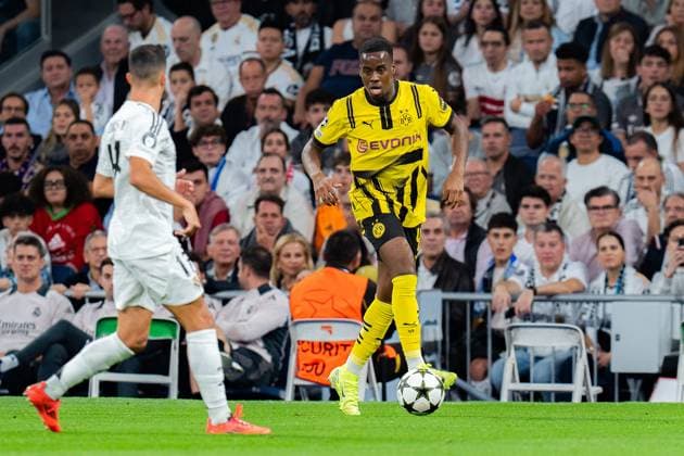 22.10.2024, Real Madrid vs. Borussia Dortmund, UEFA Champions League, 3. Spieltag Jamie Gittens (Borussia Dortmund, 43) Copyright: xBahhoxKarax