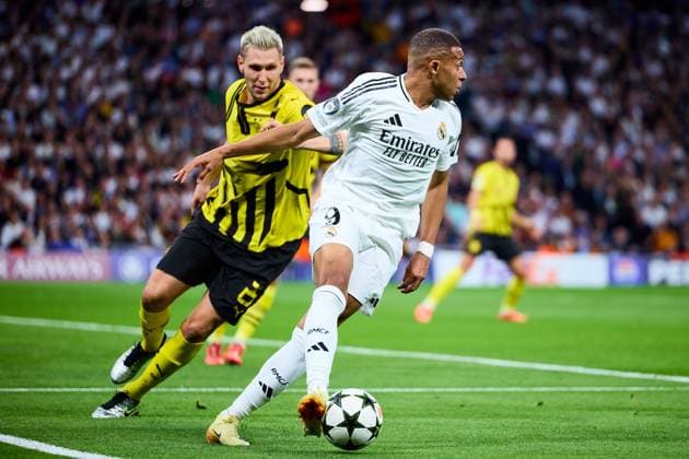 Kylian Mbappe of Real Madrid CF in action during the UEFA Champions League match between Real Madrid vs Borussia Dortmund at Santiago Bernabeu on October 22, 2024 in Madrid (Photo by: LGM) FOOTBALL : Real Madrid vs Borussia Dortmund - UEFA Ligue des Champions - 22 10 2024 LGM Panoramic 