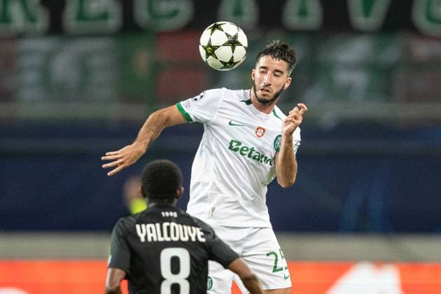 Goncalo Inacio in the head to head battle during UEFA Champions league match, Sturm Graz - Sporting CP , 22. october 2024 Copyright: xMICHALxFAJT,ZOSPORTU.SKx DSC_3304