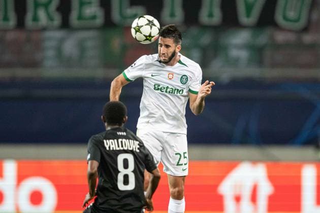 Goncalo Inacio in the head to head battle during UEFA Champions league match, Sturm Graz - Sporting CP , 22. october 2024 Copyright: xMICHALxFAJT,ZOSPORTU.SKx DSC_3305