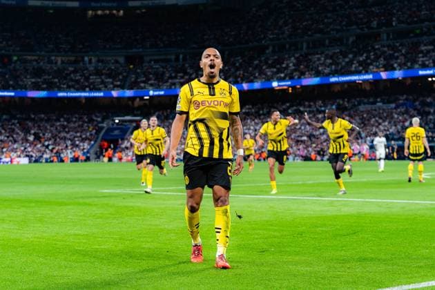 22.10.2024, Real Madrid vs. Borussia Dortmund, UEFA Champions League, 3. Spieltag Tor zum 0:1 durch Donyell Malen (Borussia Dortmund, 21) Copyright: xBahhoxKarax