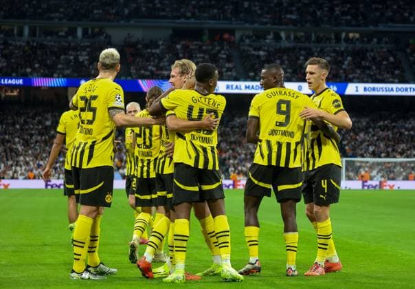 Tor zum 1:0 fuer Dortmund durch Donyell Malen (Dortmund 21), ESP, Real Madrid vs. Borussia Dortmund, Fussball, Champions-League, 3. Spieltag, Saison 2024 2025, 22.10.2024 ESP, Real Madrid vs. Borussia Dortmund, Fussball, Champions-League, 3. Spieltag, Saison 2024 2025, 22.10.2024 Madrid Copyright: xEibner-Pressefoto JoergxNiebergax EP_JNL