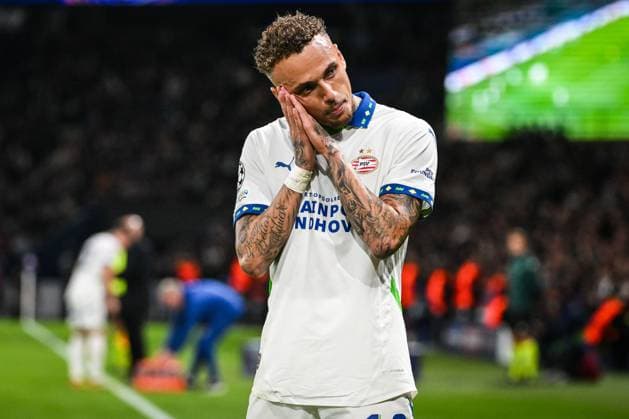October 22, 2024, Paris, France, France: Noa LANG of PSV Eindhoven celebrates his goal during the UEFA Champions League, League Phase MD3 match between Paris Saint-Germain and PSV Eindhoven at Parc des Princes Stadium on October 22, 2024 in Paris, France. Paris France - ZUMAm308 20241022_zsp_m308_008 Copyright: xMatthieuxMirvillex