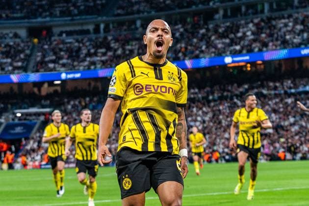 22.10.2024, Real Madrid vs. Borussia Dortmund, UEFA Champions League, 3. Spieltag Tor zum 0:1 durch Donyell Malen (Borussia Dortmund, 21) Copyright: xBahhoxKarax