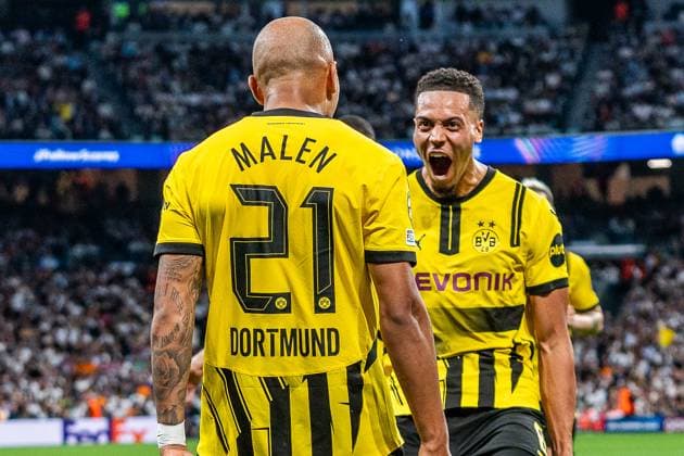 22.10.2024, Real Madrid vs. Borussia Dortmund, UEFA Champions League, 3. Spieltag Tor zum 0:1 durch Donyell Malen (Borussia Dortmund, 21) Copyright: xBahhoxKarax