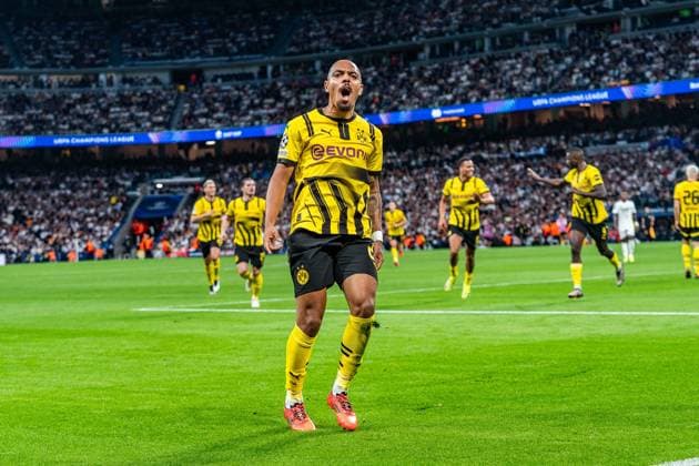 22.10.2024, Real Madrid vs. Borussia Dortmund, UEFA Champions League, 3. Spieltag Tor zum 0:1 durch Donyell Malen (Borussia Dortmund, 21) Copyright: xBahhoxKarax
