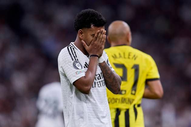 October 22, 2024, Madrid, Madrid, Spain: Rodrygo Goes of Real Madrid CF during the UEFA Champions League football match between Real Madrid CF and Borussia Dortmund at Santiago Bernabeu Stadium in Madrid, Spain, October 22, 2024 Madrid Spain - ZUMAa206 20241022_zsp_a206_006 Copyright: xRubenxAlbarranx