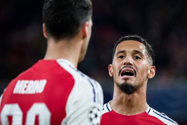London, England, October 22 2024: William Saliba (2 Arsenal) during the UEFA Champions League game between Arsenal and Shakhtar Donetsk at Emirates Stadium in London, England. (Pedro Porru SPP) Copyright: xPedroxPorrux xSPPx spp-en-PePoSp-4F8A1629_DxO