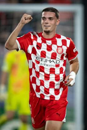 Miguel Gutierrez (Girona FC) celebrates during a UEFA Champions League match between Girona FC and Slovan Bratislava at Estadi Municipal de Montilivi in Girona, Girona, Spain, on October 22 2024. Photo by Felipe Mondino  Copyright: xFelipexMondino IPAxSportx xipa-ax xx IPA_50857273 IPA_Agency_IPA50857273