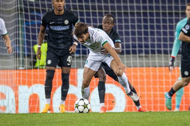 SOCCER - UEFA CL, Sturm vs Sporting KLAGENFURT,AUSTRIA,22.OCT.24 - SOCCER - UEFA Champions League, SK Sturm Graz vs Sporting CP. Image shows Matheus Reis (Sporting Lissabon) and Malick Yalcouye (Sturm).  GEPAxpictures xMatthiasxTrinkl