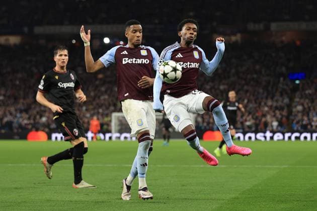 Sport Themen der Woche KW43 Sport Bilder des Tages Football - UEFA Champions League - League Phase - Aston Villa v Bologna 22nd October 2024 - UEFA Champions League - League Phase - Aston Villa v Bologna - Jaden Philogene-Bidace and Ezri Konsa of Aston Villa - Photo: Simon Stacpoole Offside. Birmingham UK *** Fußball UEFA-Champions-League-Phase Aston Villa gegen Bologna 22. Oktober 2024 UEFA-Champions-League-Phase Aston Villa gegen Bologna Jaden Philogene Bidace und Ezri Konsa von Aston Villa Foto Simon Stacpoole Offside Birmingham UK  Copyright: xSimonxStacpoolexOffside