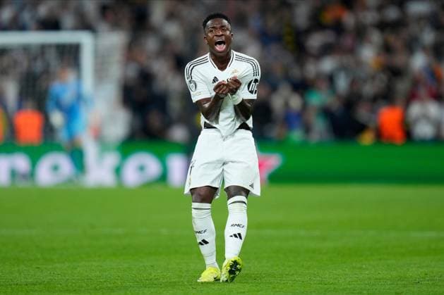 Vinicius Junior of Real Madrid CF Real Madrid v Borussia Dortmund, UEFA Champios League match, date 3. Football, Santiago Bernabeu Stadium, Madrid, Spain - 22 Oct 2024 Editorial use only  Copyright: xPressinphoto Shutterstockx 14806059ak