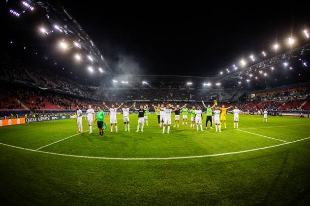 Sport Bilder des Tages STURM GRAZ - SPORTING CP Players of Sporting CP after the UEFA Champions League, league stage match between SK Sturm Graz and Sporting Clube de Portugal. Klagenfurt, Austria, October 22, 2024.Photo by Branislav Racko Copyright: xx _BRR2866