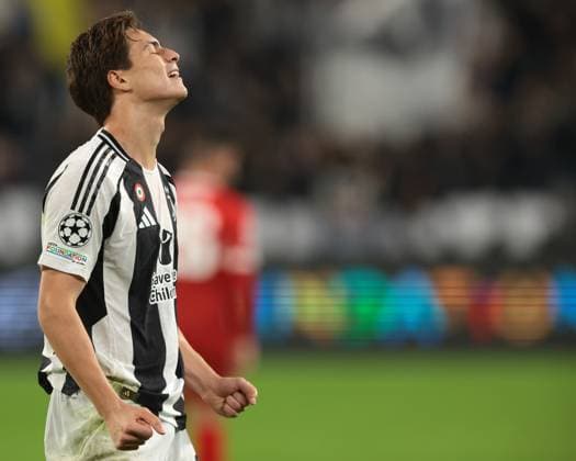 Turin, Italy, 22nd October 2024. Kenan Yildiz of Juventus reacts during the UEFA Champions League match at Juventus Stadium, Turin. Picture credit should read: Jonathan Moscrop Sportimage EDITORIAL USE ONLY. No use with unauthorised audio, video, data, fixture lists, club league logos or live services. Online in-match use limited to 120 images, no video emulation. No use in betting, games or single club league player publications. SPI-3387-0030