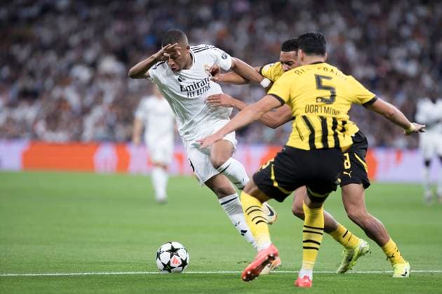 UEFA champions league - Real Madrid vs Borussia Dortmund MADRID, SPAIN - October 22:Kylian Mbappe of Real Madrid in action during the UEFA champions league 2024 25 match between Real Madrid and Borussia Dortmund at Santiago Bernabeu Stadium. (Photo by Guillermo Martinez) Madrid Santiago BernabÃ u Stadium Spain Copyright: xGuillermoxMartinezx