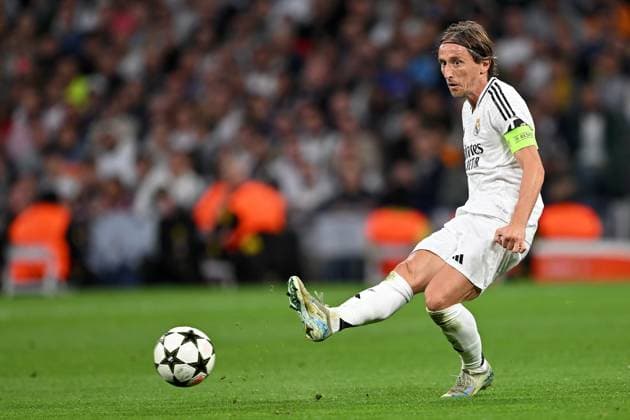 Madrid, Estadio Santiago Bernabeu, 22.10.24, GER, Herren, UEFA Champions League, Saison 2024-2025, Real Madrid - Borussia Dortmund Bild: Luka MODRIC (Real Madrid) Only for editorial use! UEFA regulations prohibit any use of photographs as image sequences and or quasi-video. Spanien