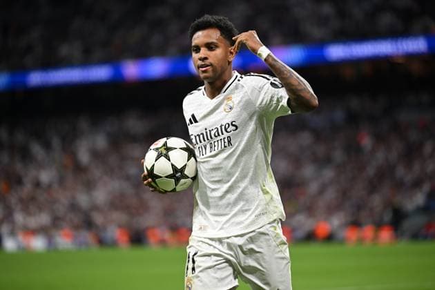 Madrid, Estadio Santiago Bernabeu, 22.10.24, GER, Herren, UEFA Champions League, Saison 2024-2025, Real Madrid - Borussia Dortmund Bild: RODRYGO (Real Madrid) Only for editorial use! UEFA regulations prohibit any use of photographs as image sequences and or quasi-video. Spanien