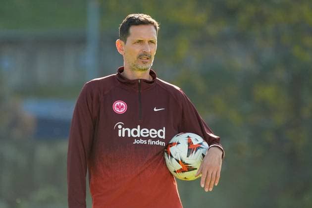 Trainer Dino Toppmöller (Eintracht Frankfurt) - Frankfurt 23.10.2024: Eintracht Frankfurt Abschlusstraining vor der Europa League gegen Riga, Deutsche Bank Park, UEFA Europa League
