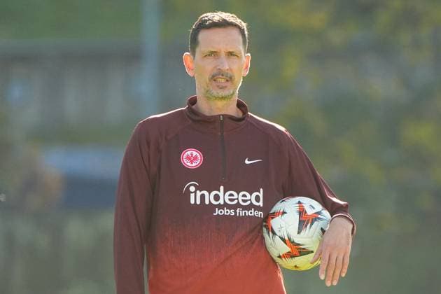 Trainer Dino Toppmöller (Eintracht Frankfurt) beobachtet das Training - Frankfurt 23.10.2024: Eintracht Frankfurt Abschlusstraining vor der Europa League gegen Riga, Deutsche Bank Park, UEFA Europa League
