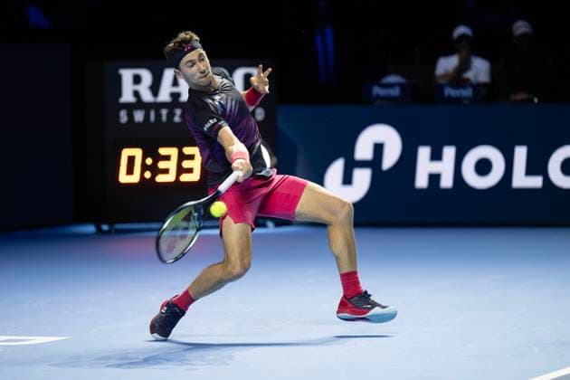 23rd October 2024; St. Jakobshalle, Basel, Switzerland; ATP, Tennis Herren 500 Swiss Indoors Basel Tennis, Day 3; Casper Ruud (NOR) in action against Roberto Bautista Agut (ESP) in the first round  ActionPlus12706493 DavidxEmm