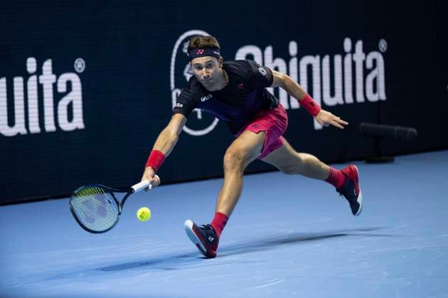 23rd October 2024; St. Jakobshalle, Basel, Switzerland; ATP, Tennis Herren 500 Swiss Indoors Basel Tennis, Day 3; Casper Ruud (NOR) in action against Roberto Bautista Agut (ESP) in the first round  ActionPlus12706494 DavidxEmm