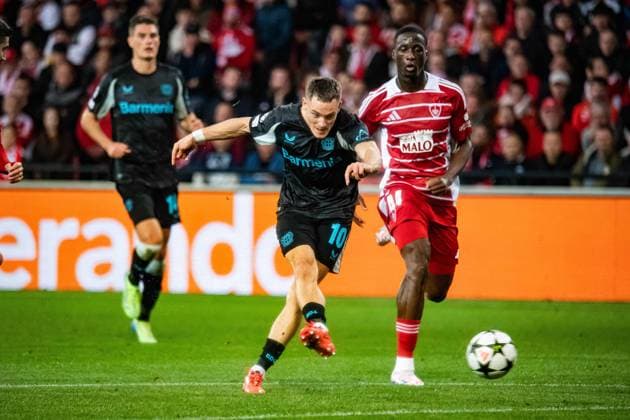 Sport Bilder des Tages But de Florian Wirtz (Bayer Leverkusen) FOOTBALL : Stade Brestois vs Bayer Leverkusen - Ligue des Champions - 3ére Journée - 23 10 2024 BaptisteAutissier Panoramic 