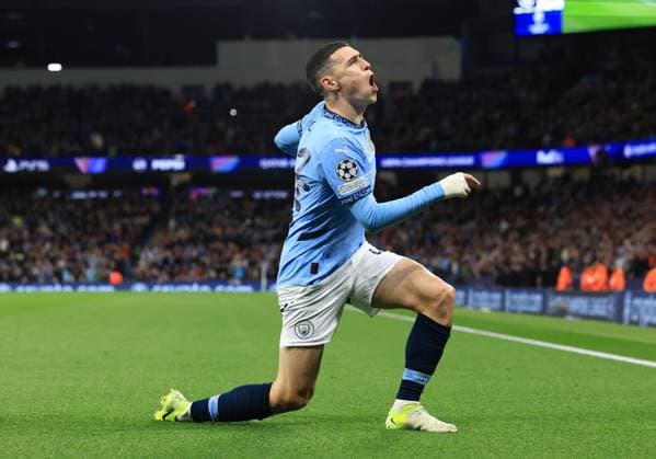 Phil Foden of Manchester City celebrates scoring the opening goal Manchester City v Sparta Praha, UEFA Champions League, Group Stage, Football, Etihad Stadium, Manchester, UK, 23 Oct 2024 EDITORIAL USE ONLY No use with unauthorised audio, video, data, fixture lists, club league logos or live services. Online in-match use limited to 120 images, no video emulation. No use in betting, games or single club league player publications. Copyright: xMattxWest Shutterstockx 14801642s