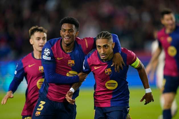 ESP: FC Barcelona, Barca and Bayern Munich. UEFA Champions League. Date 3. Raphael Dias Belloli Raphinha of FC Barcelona celebrates the 1-0 during the UEFA Champions League match between FC Barcelona and Bayern Munich played at Lluis Companys Stadium on October 23, 2024 in Barcelona, Spain. kpng Copyright: xSergioxRuizx xImagox PS_241023_BAR_BAY_008