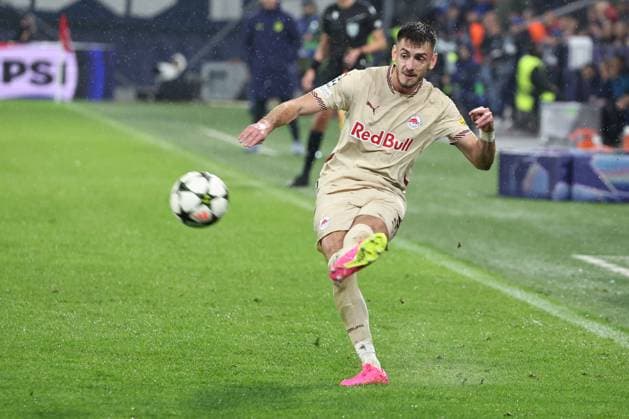 SOCCER - UEFA CL, RBS vs Zagreb SALZBURG,AUSTRIA,23.OCT.24 - SOCCER - UEFA Champions League, Red Bull Salzburg vs GNK Dinamo Zagreb. Image shows Aleksa Terzic (RBS).  GEPAxpictures xDavidxGeieregger