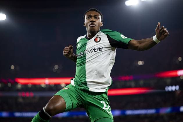 LISSABON - Antoni Milambo of Feyenoord celebrates the 0-2 during the UEFA Champions League match between Benfica and Feyenoord at Estadio do Benfica on Oct. 23, 2024 in Lisbon, Portugal. ANP KOEN VAN WEEL UEFA Champions League 2024 25 League Phase MD3 2024 25 xVIxANPxSportx xxANPxIVx 511654689 originalFilename: 511654689.jpg