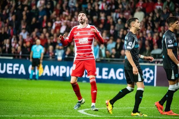 Pierre Lees-Melou (Stade Brestois) FOOTBALL : Stade Brestois vs Bayer Leverkusen - Ligue des Champions - 3ére Journée - 23 10 2024 BaptisteAutissier Panoramic 