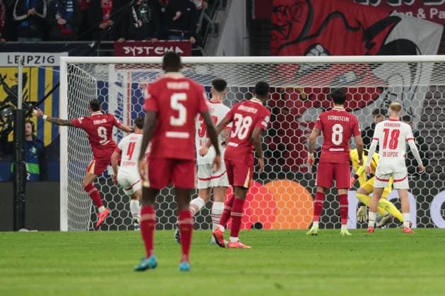 Torschütze Darwin Nunez (FC Liverpool,9) trifft zum 0-1 - Champions League Ligaphase Saison 2024-2025 RB Leipzig vs. FC Liverpool in der Red Bull Arena in Leipzig - Aktion,Fussball,Deutschland,Mann,Männer,23.10.2024