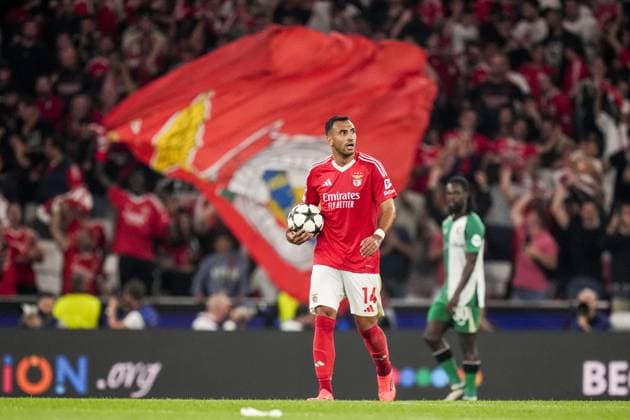 UEFA Champions League: SL Benfica v Feyenoord Lisbon - Vangelis Pavlidis of SL Benfica during the third round of new format of the UEFA Champions League 2024 2025. The match is set between SL Benfica and Feyenoord at Estadio da Luz on 23 October 2024 in Lisbon, Portugal. Copyright: xYannickxVerhoevenx