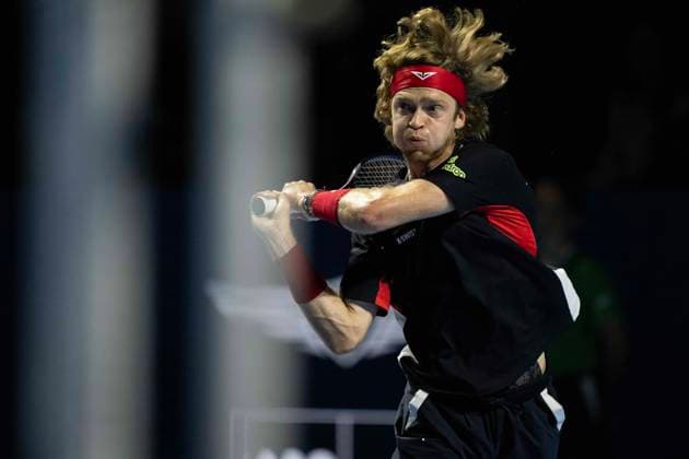 23rd October 2024; St. Jakobshalle, Basel, Switzerland; ATP, Tennis Herren 500 Swiss Indoors Basel Tennis, Day 3; Andrey Rublev (RUS) in action against Alejandro Tabilo (CHI) in the second round  ActionPlus12706705 DavidxEmm