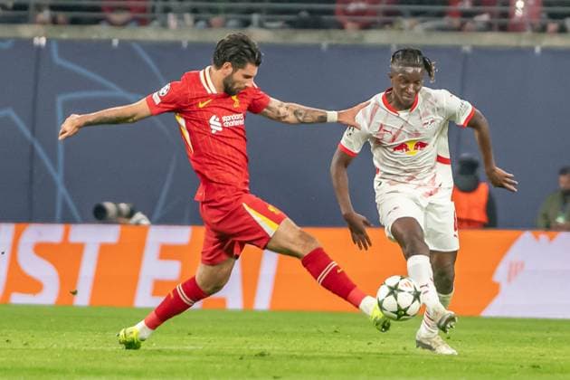 Leipzig, Deutschland 23. Oktober 2024: Champions League - 2024 2025 - RB Leipzig vs. FC Liverpool Im Bild: v. li. im Zweikampf Dominik Szoboszlai (Liverpool) und Amadou Haidara (Leipzig) Copyright: xFotostandx xNachtigallx