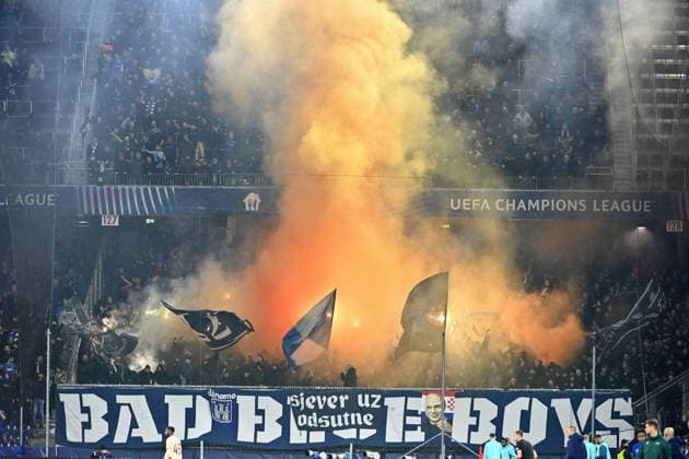 Sport Bilder des Tages Salzburg, Austria, 231024. Red Bull Arena. BBB, Dinamo fans at the football match of the 3rd round of the Champions League, RB Salzburg - GNK Dinamo. Photo: Ronald Gorsic CROPIX Copyright: xxRonaldxGorsicx xCROPIXx salzburg_dinamo49-231024