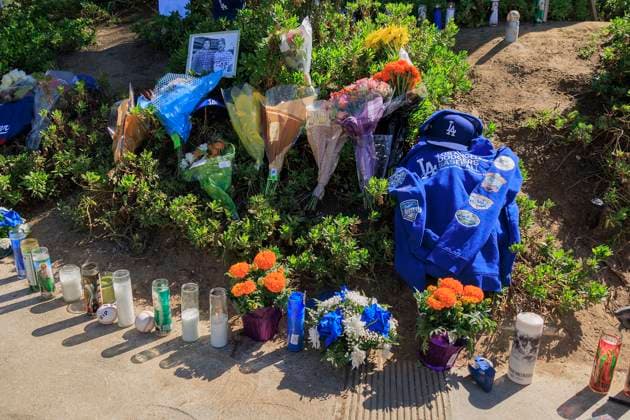 Sport Themen der Woche KW43 October 23, 2024, Los Angeles, California, USA: Flowers and memorabilia are placed at the entrance of Dodger Stadium in remembrance of Dodgers pitcher Fernando Valenzuela on Wednesday, October 23, 2024 in Los Angeles California. Valenzuela passed away on Tuesday, October 22, 2024, due to an undisclosed illness. JAVIER ROJAS PI Los Angeles USA - ZUMAp124 20241023_zaa_p124_008 Copyright: xJavierxRojasx