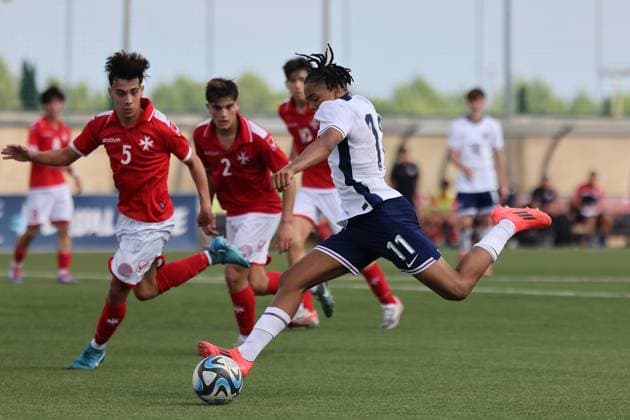 TA™ QALI, MALTA - OCTOBER 24: Rio Ngumoha of England is in action during the UEFA European Under-17 Championship 2025 Group 1 qualifying soccer match between England and Malta at the Centenary Stadium, Ta™ Qali, Malta on October 24, 2024. England v Malta - Under-17 Championship UEFA Qualifying 2025 UEFA_U17_QLFY_25
