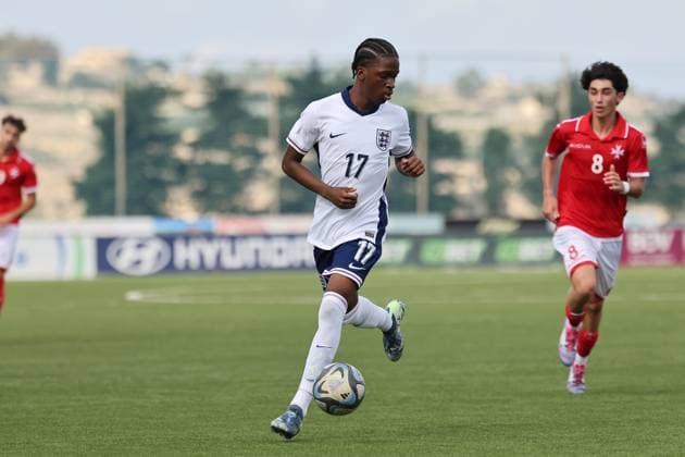England v Malta - Under-17 Championship UEFA Qualifying 2025 Andre Dike of England is in action during the UEFA European Under-17 Championship 2025 Group 1 qualifying soccer match between England and Malta at the Centenary Stadium in Ta Qali, Malta, on October 24, 2024. Rabat Ta Qali Malta  Copyright: xDomenicxAquilinax originalFilename:aquilina-englandv241024_npTkU.jpg