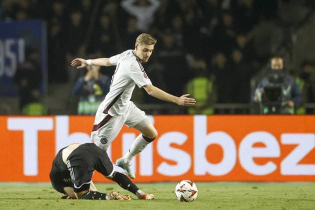 BAKOE, 24-10-2024, Tofiq Bahramov Stadium , season 2024 2025 , Europa League match between FK Qarabag and Ajax . Ajax player Kenneth Taylor Qarabag - Ajax  x26552875x Copyright: